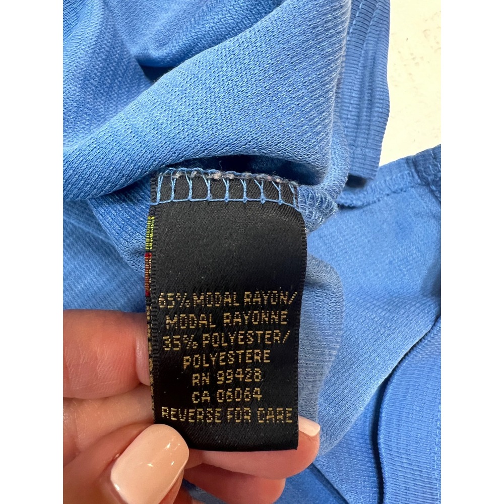Bugatchi Uomo Mens XL Blue Long Sleeve Polo Shirt Modal Blend Ribbed Knit Top - Picture 6 of 6
